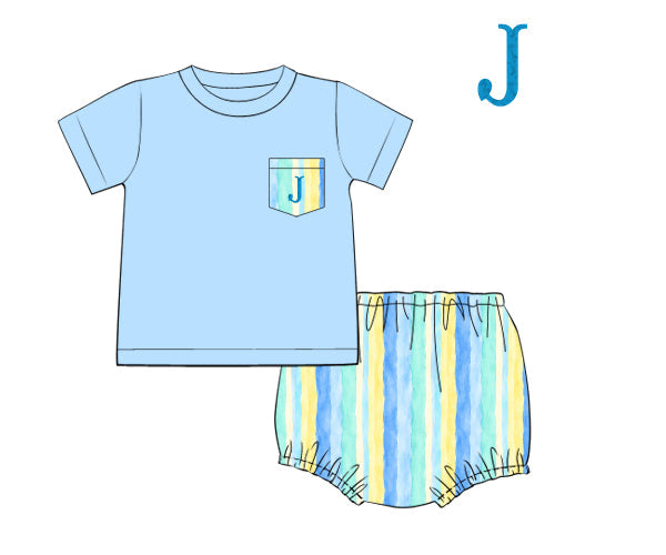 PREORDER 63: SUMMER PT 2 - FK Summer Stripes Boy Diaper Set