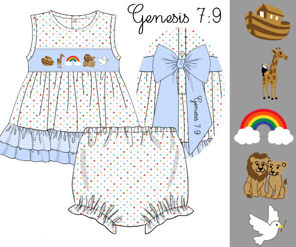 PREORDER 63: SUMMER PT 2 - Noah’s Ark Girl Diaper Set