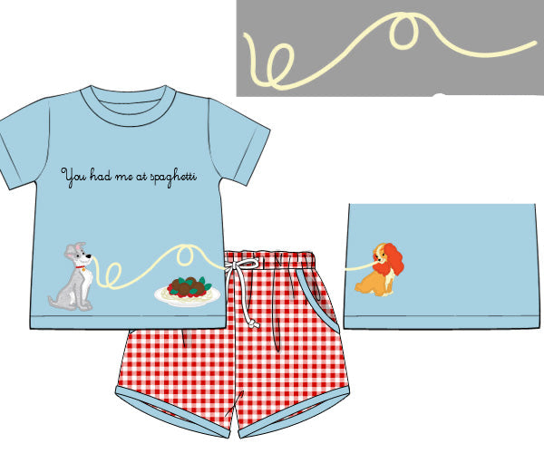 PREORDER 63: SUMMER PT 2 - You Had Me At Spaghetti Boy Shortie Set