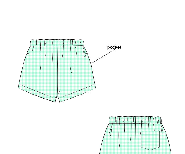 PREORDER 48: SUMMER 1 - Summer Mix/Match - Mint Gingham Shorties