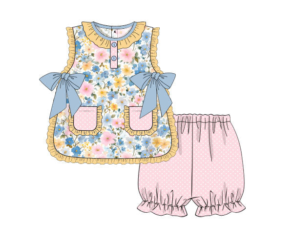 PREORDER 63: SUMMER PT 2 - Girls Only - Sunshine Florals Girl Bubble Short Set