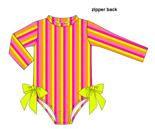 PREORDER 60: SPRING PT 1 - Bright Stripes Swim Girl 1pc Rashguard