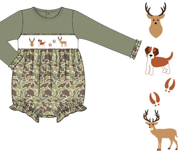 RTS - Smocked Whitetail Buck Girl Bubble