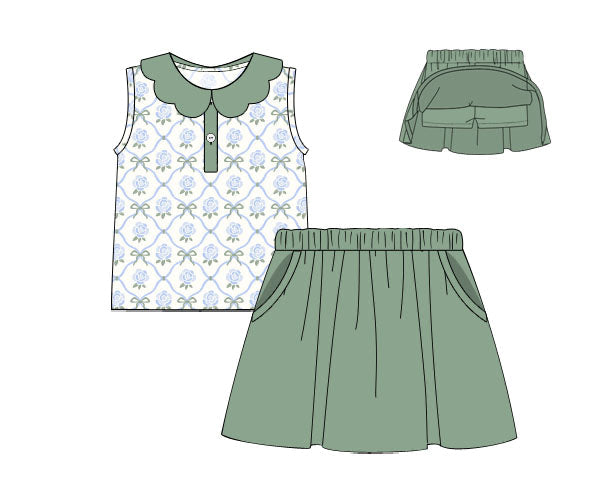 PREORDER 60: SPRING PT 1 - Garden Party Girl Skort Set