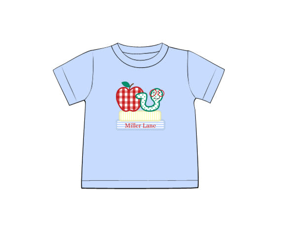 PREORDER 49: SUMMER PT 2 - Back to School Shirt Only - Applique Bookworm Boy Shirt