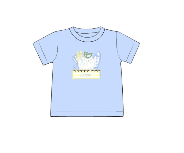 RTS - SUMMER PT 2 - Back to School Shirt Only - Applique Apple & Essentials Boy Shirt - NO MONOGRAM