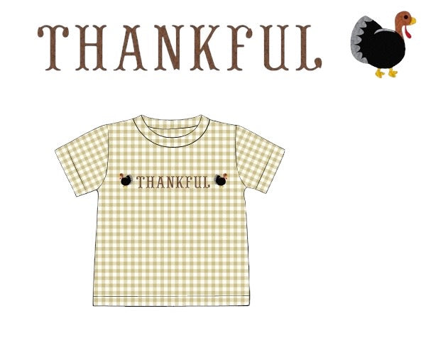 RTS - Fall Pt 2 Shirt Only - French Knot “Thankful” Boy Shirt