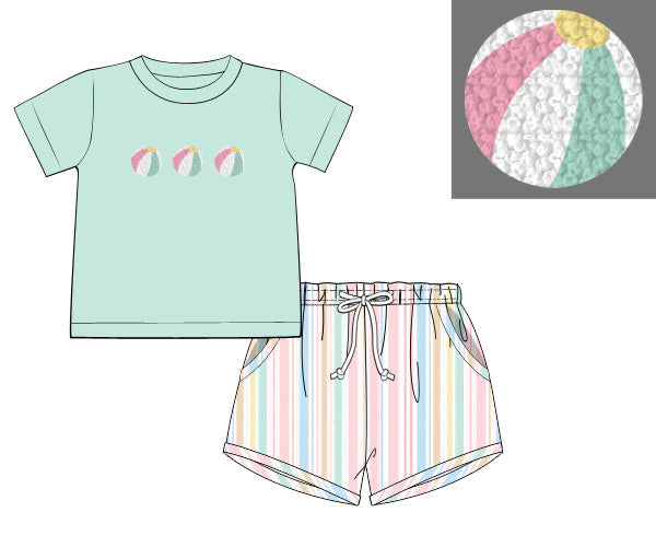 PREORDER 61: SPRING 2 - Pastel Beach Balls Boy Shortie Set