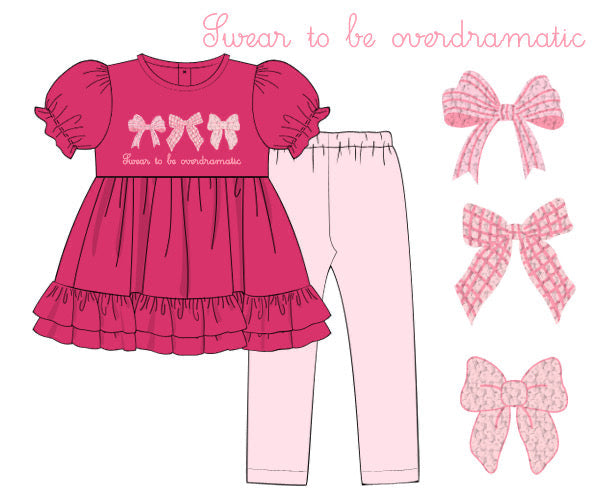 PREORDER 45: RERUNS - French Knot Bows Girl Pant Set