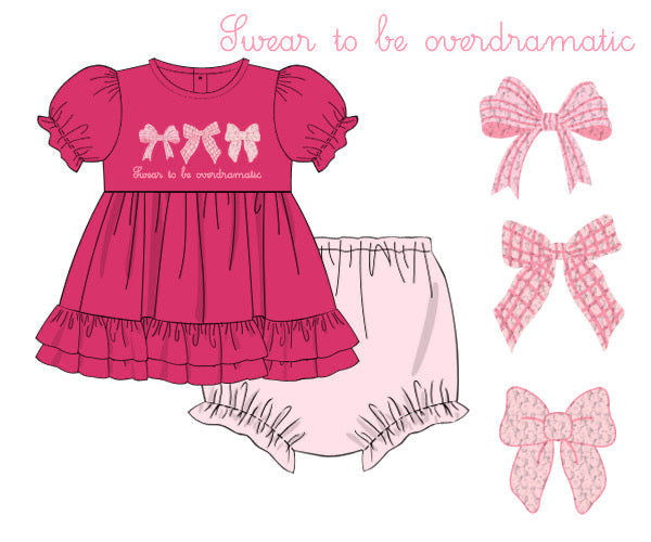 PREORDER 45: RERUNS - French Knot Bows Girl Diaper Set