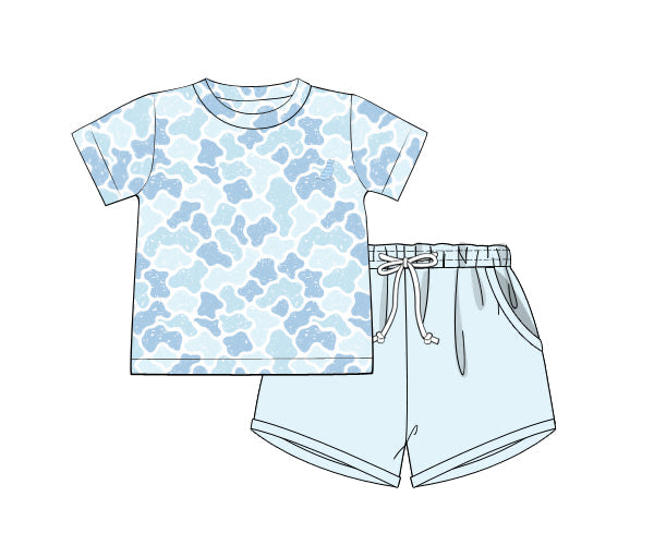 PREORDER 61: SPRING 2 - Spring 2 Boys Only - Blue Camo Boy Shortie Set