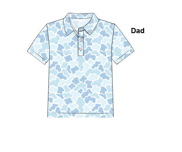 PREORDER 61: SPRING 2 - Spring 2 Boys Only - Blue Camo Dad Polo