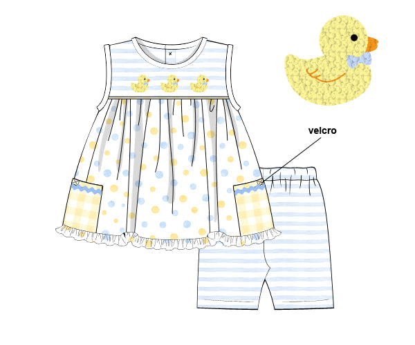 PREORDER 61: SPRING 2 - French Knot Duckies Girl Short Set