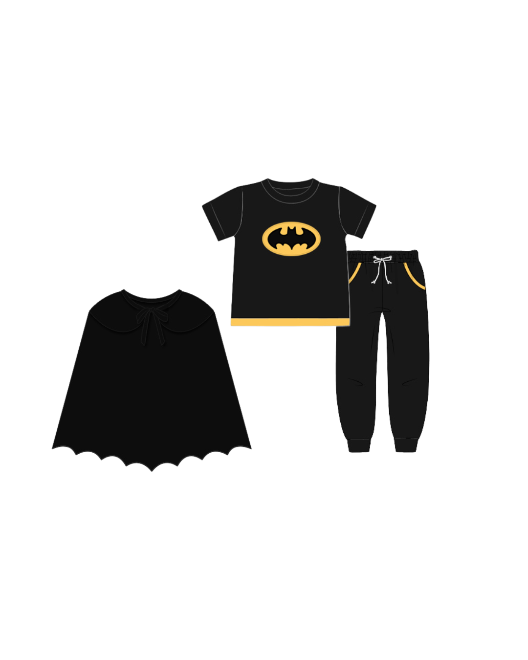 PREORDER 41: FALL PT 2 - Halloween Costumes - Black Cape Superhero Boy Set & Cape