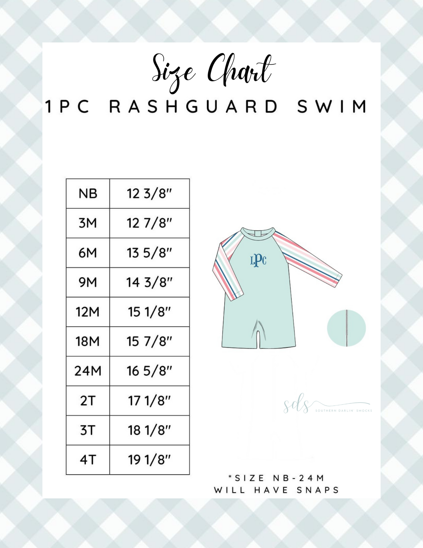 RASHGUARD ROMPER SIZE CHART