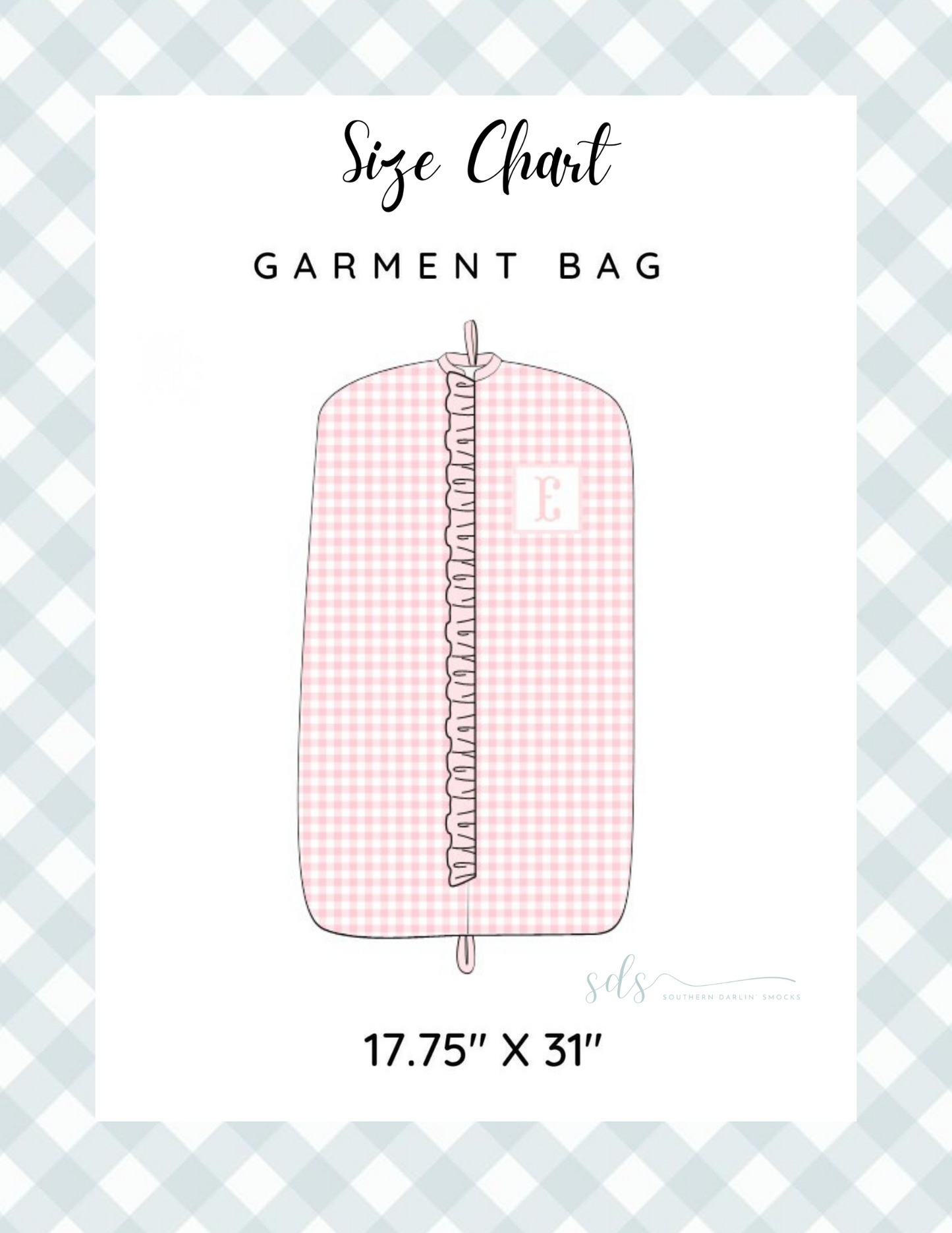 GARMENT BAG SIZE CHART
