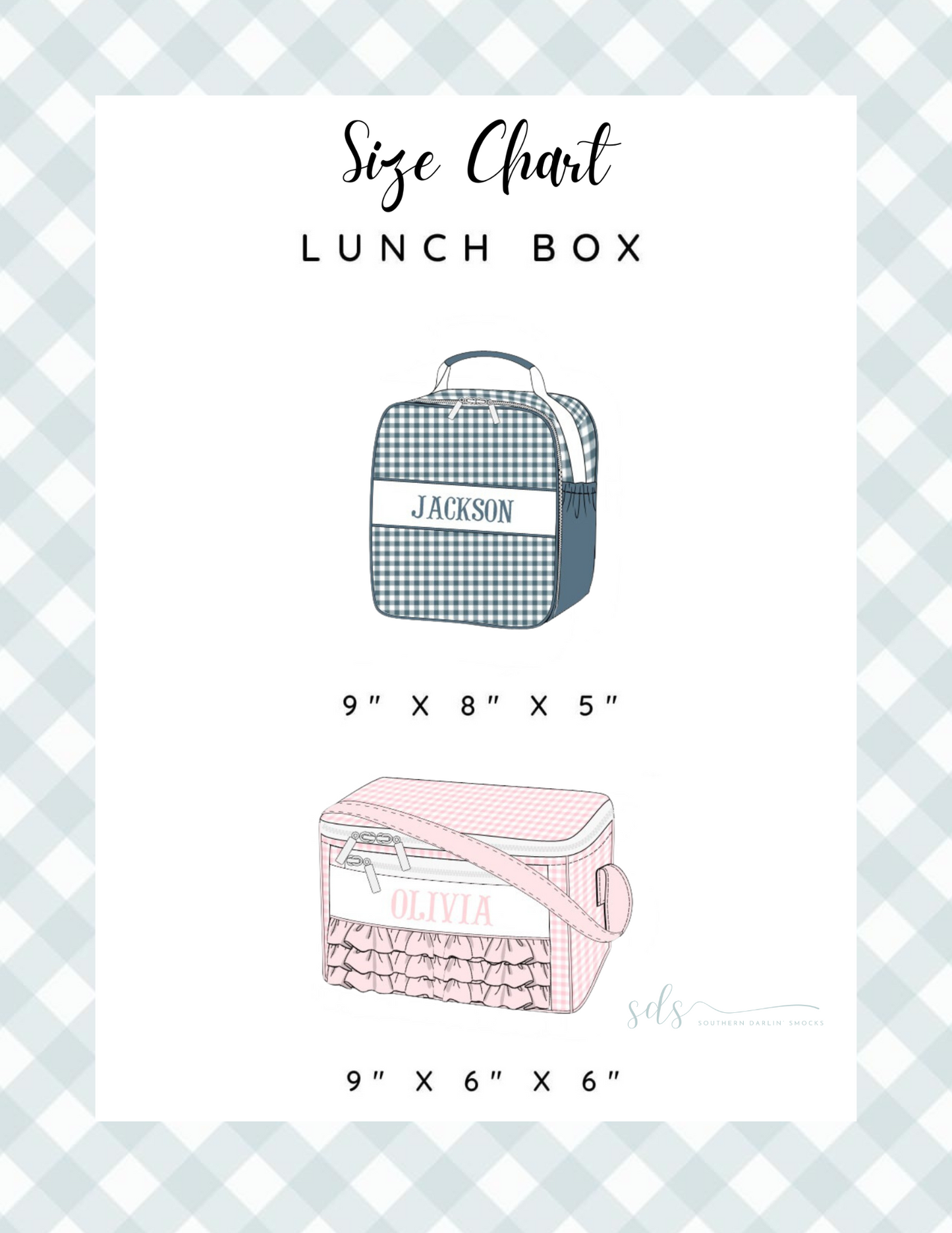 LUNCH BOX SIZE CHART