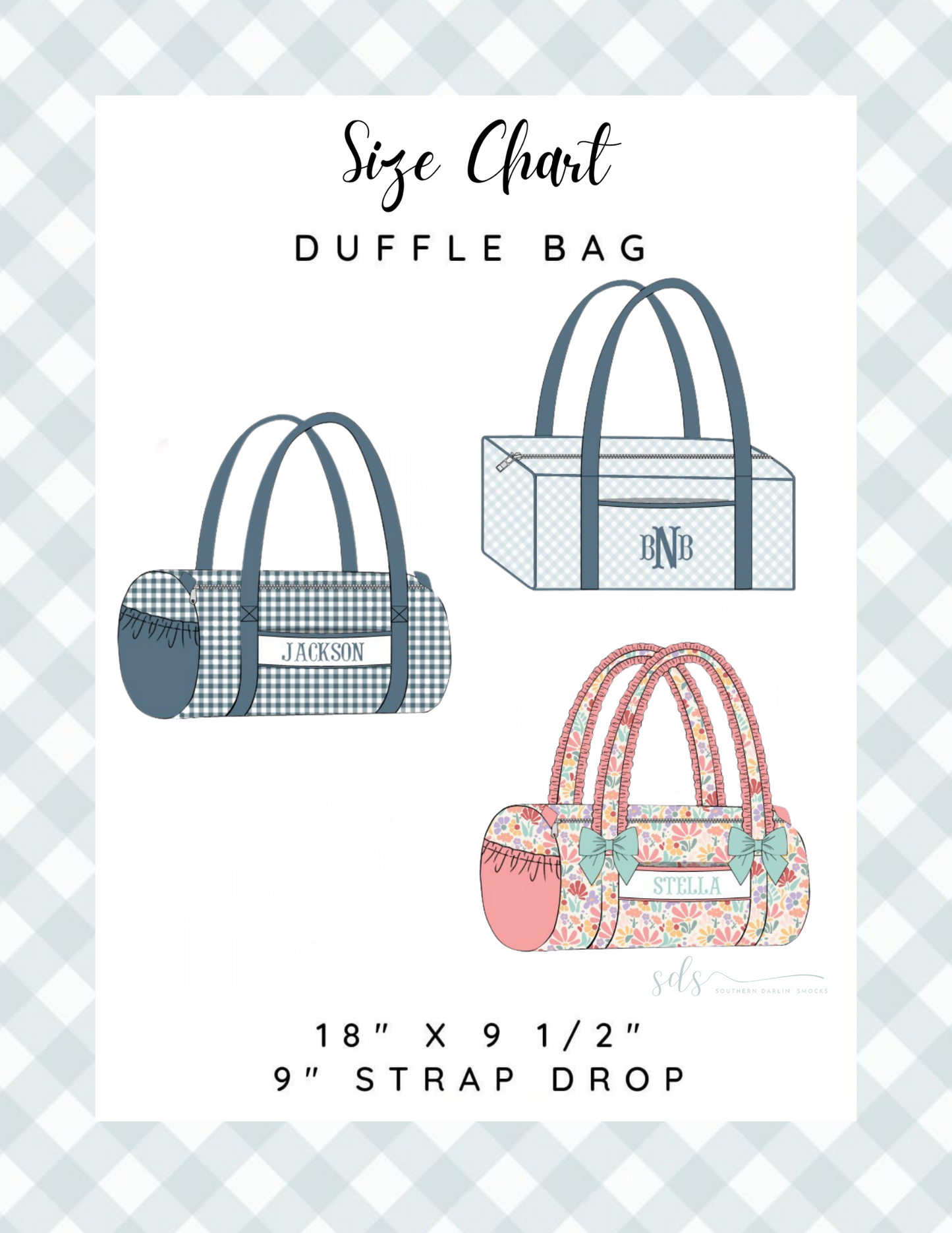 DUFFLE BAG SIZE CHART
