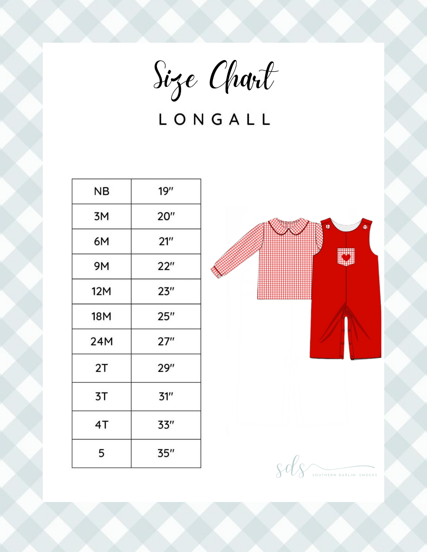 LONGALL SIZE CHART