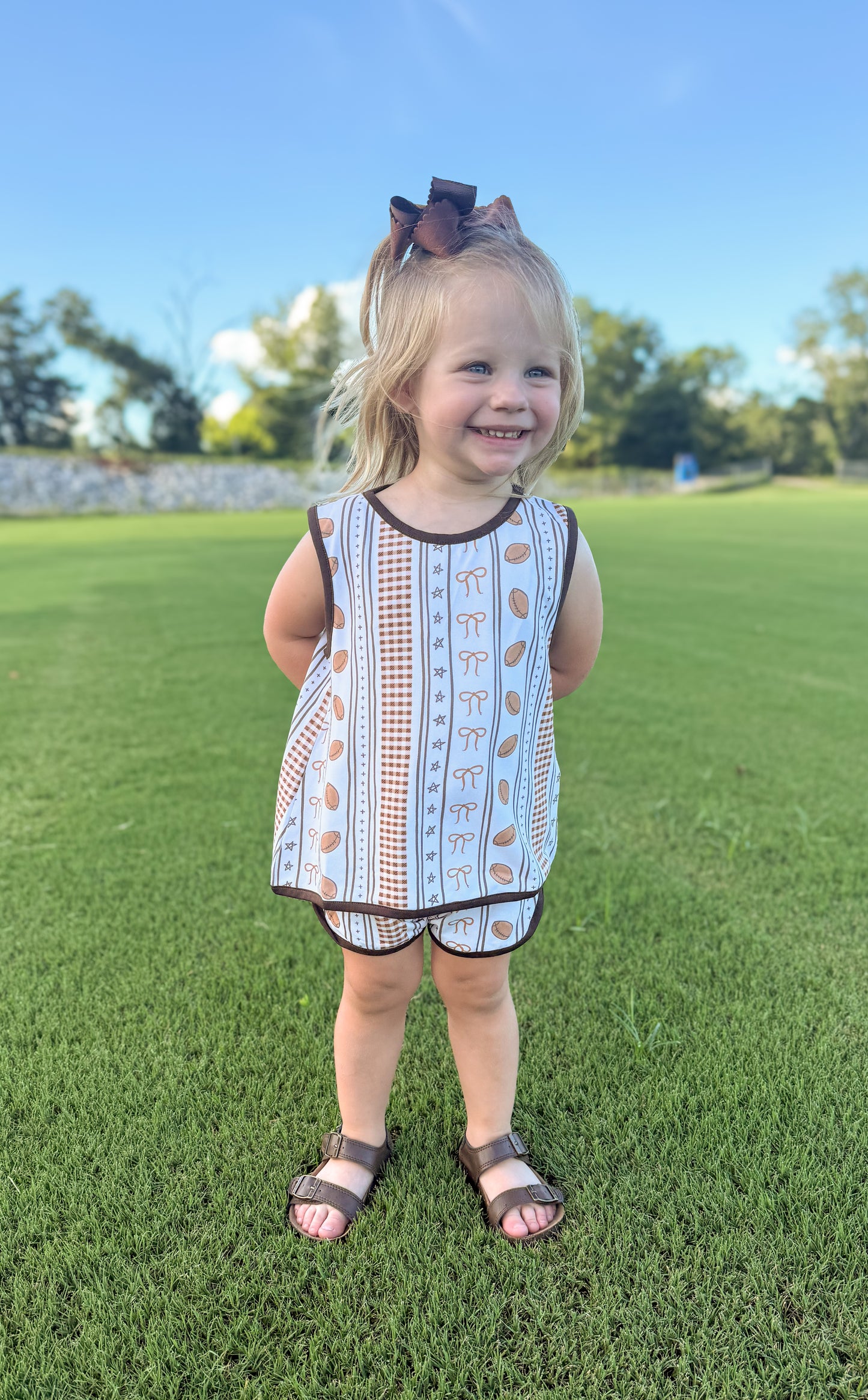 RTS - COLLEGIATE - Basic Football Knits Girl Shortie Set
