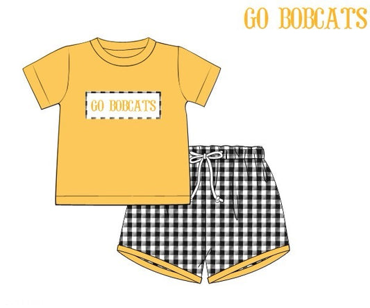 RTS - Team Spirit Boy Shortie Set - Black/Gold- Go Bobcats