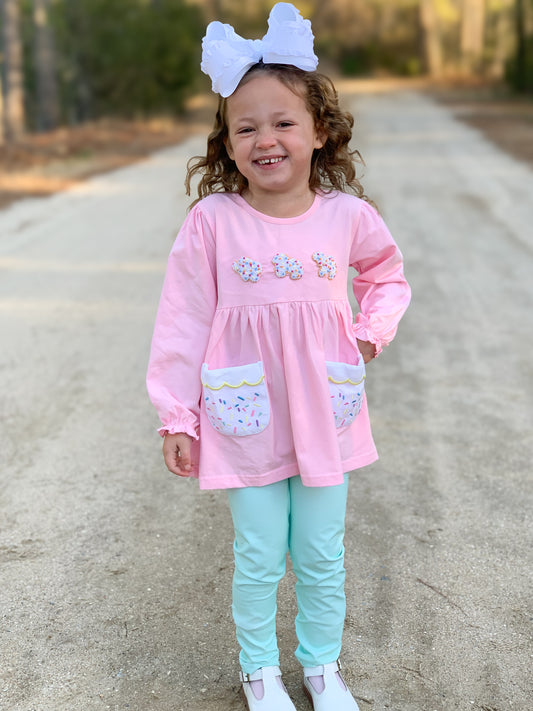 RTS - French Knot Animal Crackers Girl Pant Set