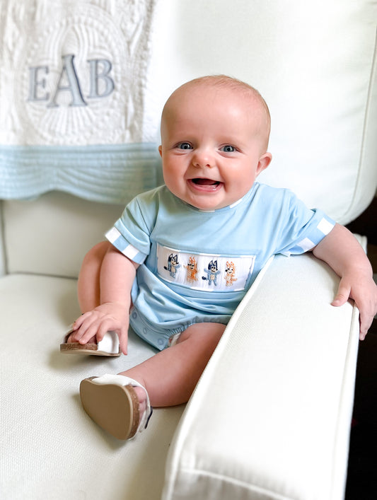 EXTRAS PRESALE - Smocked Blue Dog Boy Bubble