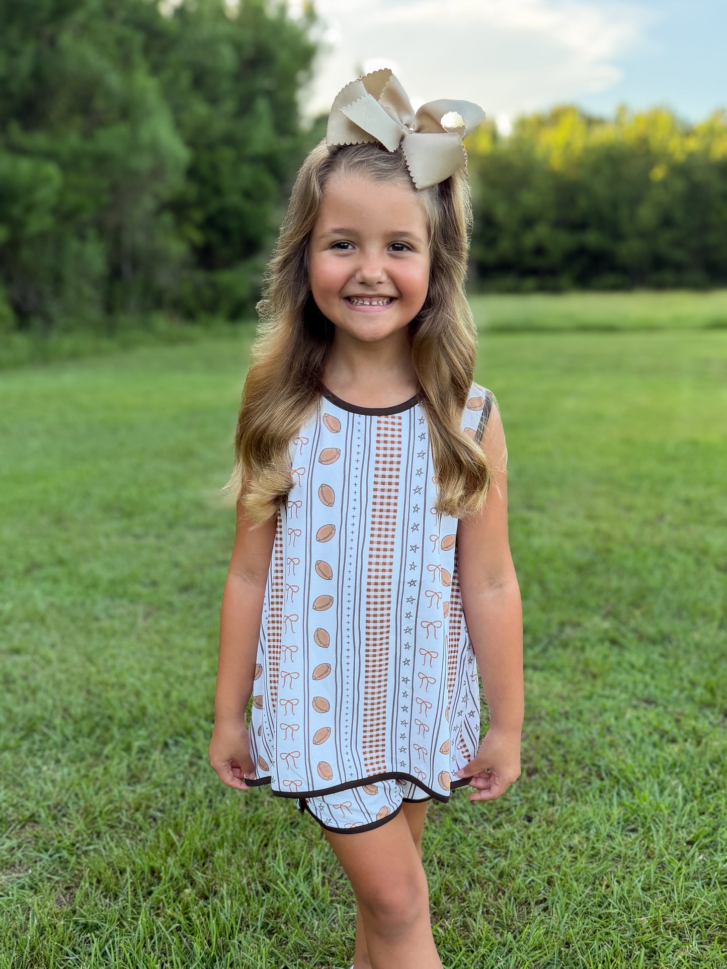 RTS - COLLEGIATE - Basic Football Knits Girl Shortie Set