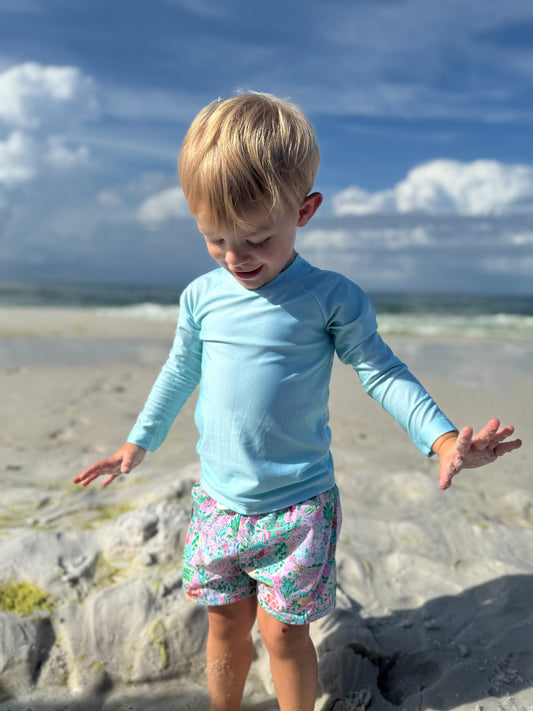 RTS - Preppy Gator Swim Boy Rashguard Top - NO MONOGRAM