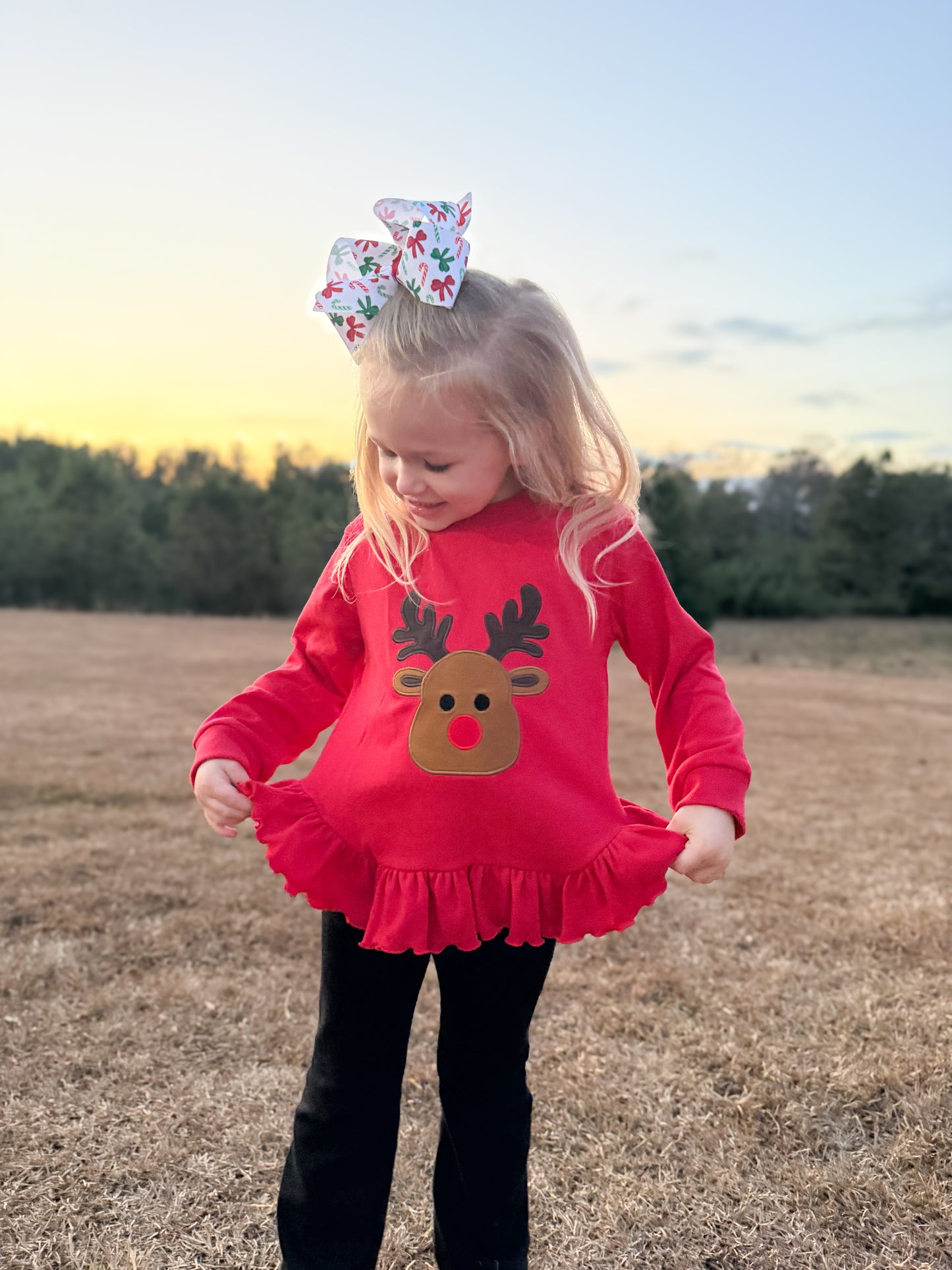 RTS - Christmas Sweaters - Red Nose Reindeer Girl Sweater