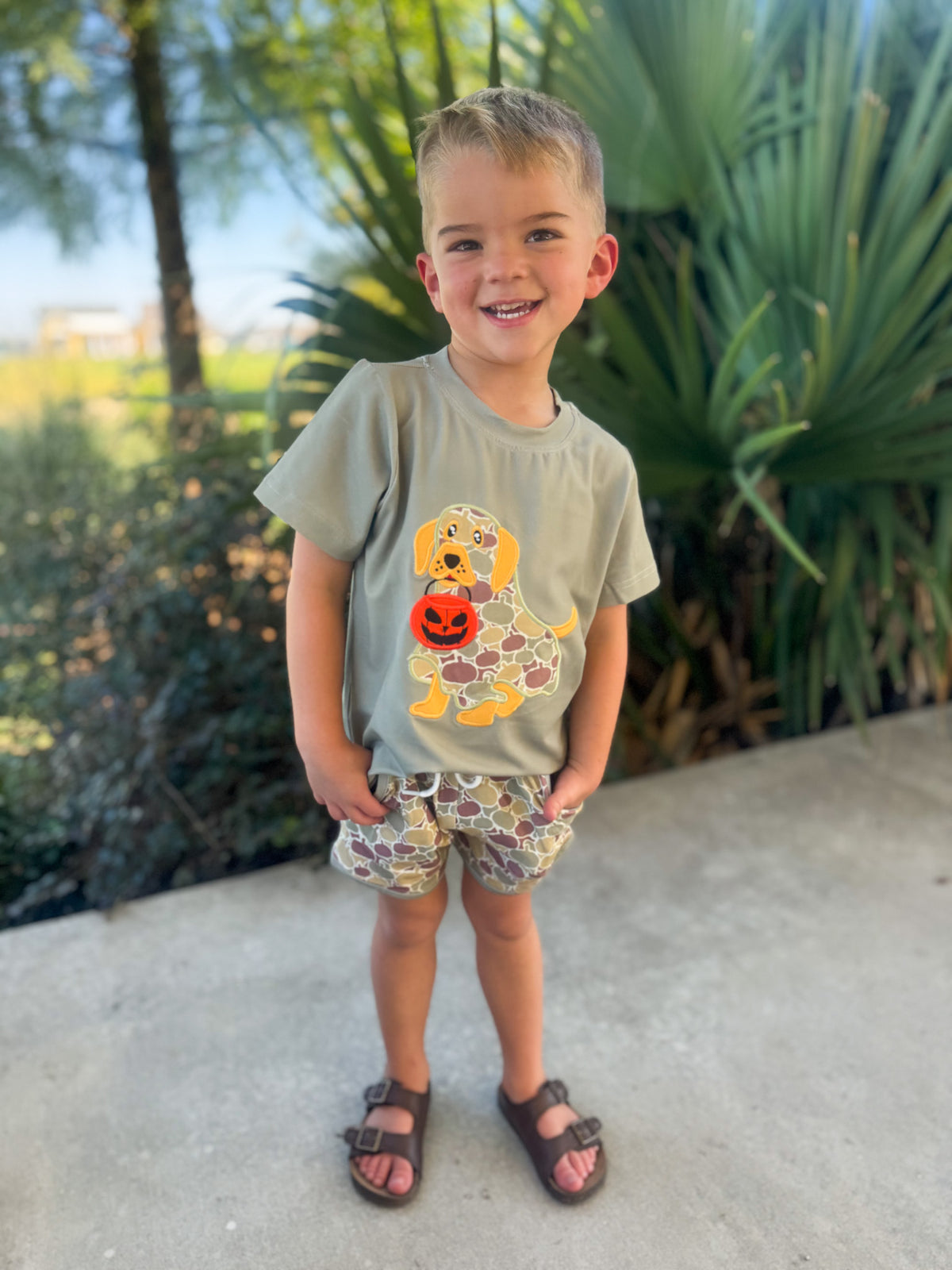 RTS - PUMPKINS & HALLOWEEN - Pumpkins & Halloween Boys Only - Camo Ghost Dog Boy Shortie Set