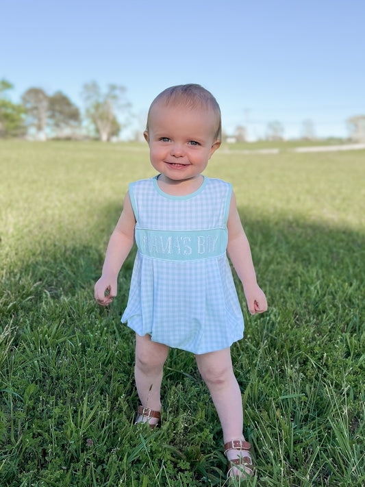 RTS - Willow Floral Name Smocks Boy Bubble - “MAMA’S BOY”