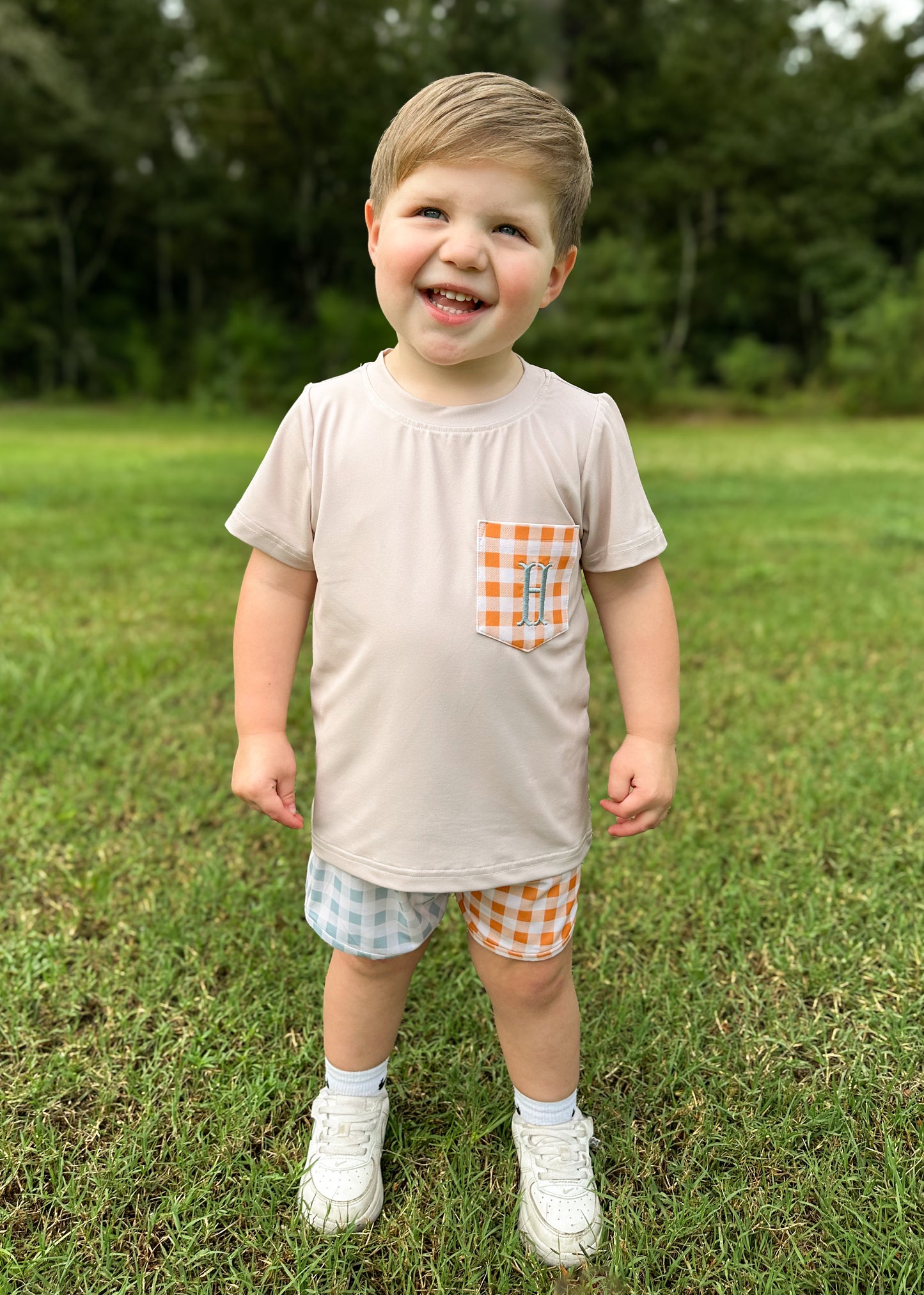 RTS - Autumn Colorblock Boy Shortie Set - NO MONOGRAM