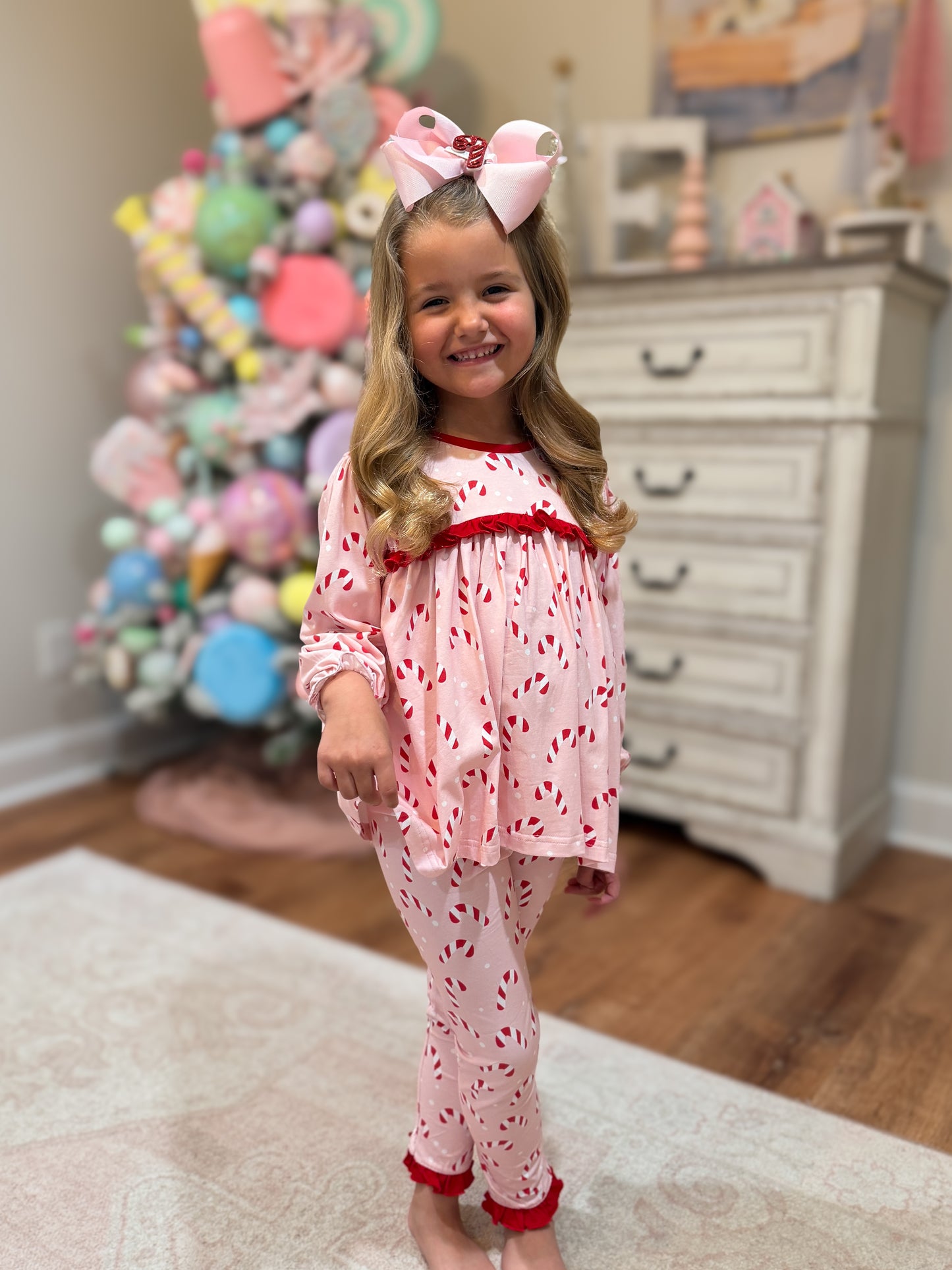 RTS - Christmas Girls Only - Candy Cane PJs Girl 2pc