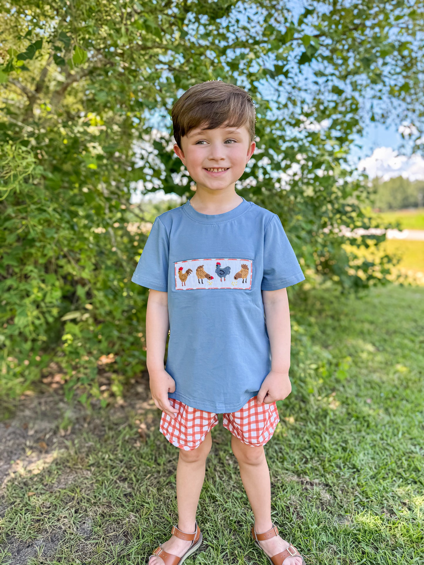 RTS - Smocked Chickens Boy Shortie Set