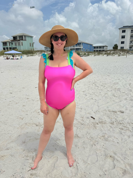 RTS - Neon Color Block Mom 1 PC Swim