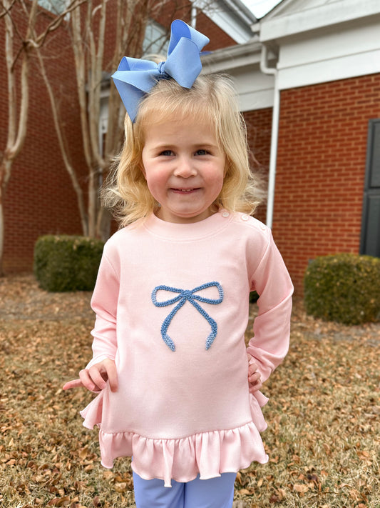 PREORDER 58: WINTER RERUNS - French Knot Bow Girl Sweater