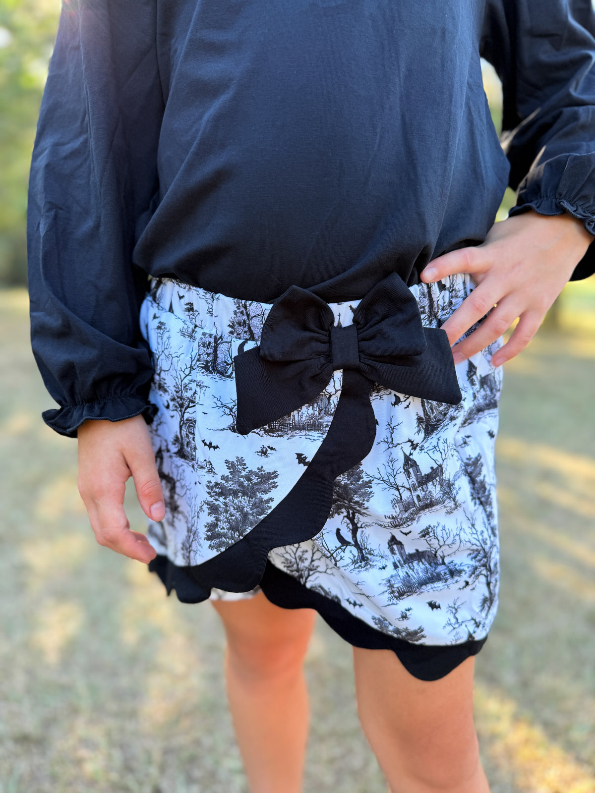 RTS - PUMPKINS & HALLOWEEN - Spooky Toile Girl Skort Set “HAUNTED CUTIE”