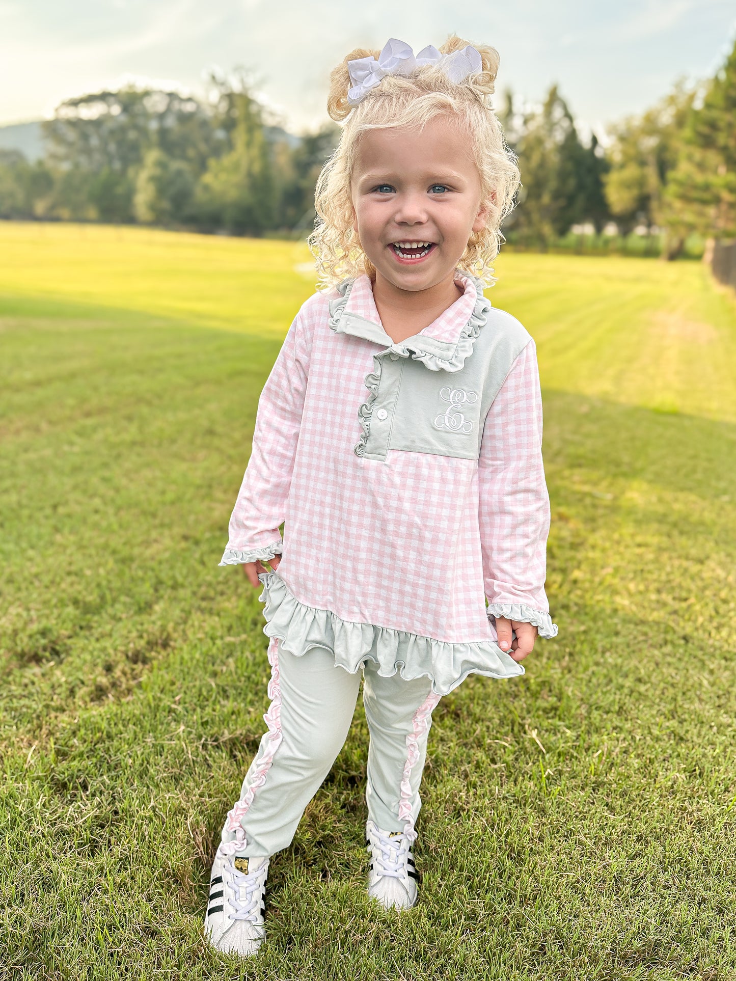 PREORDER 58: WINTER RERUNS - Monogrammed Jogger Set - Pink/Sage