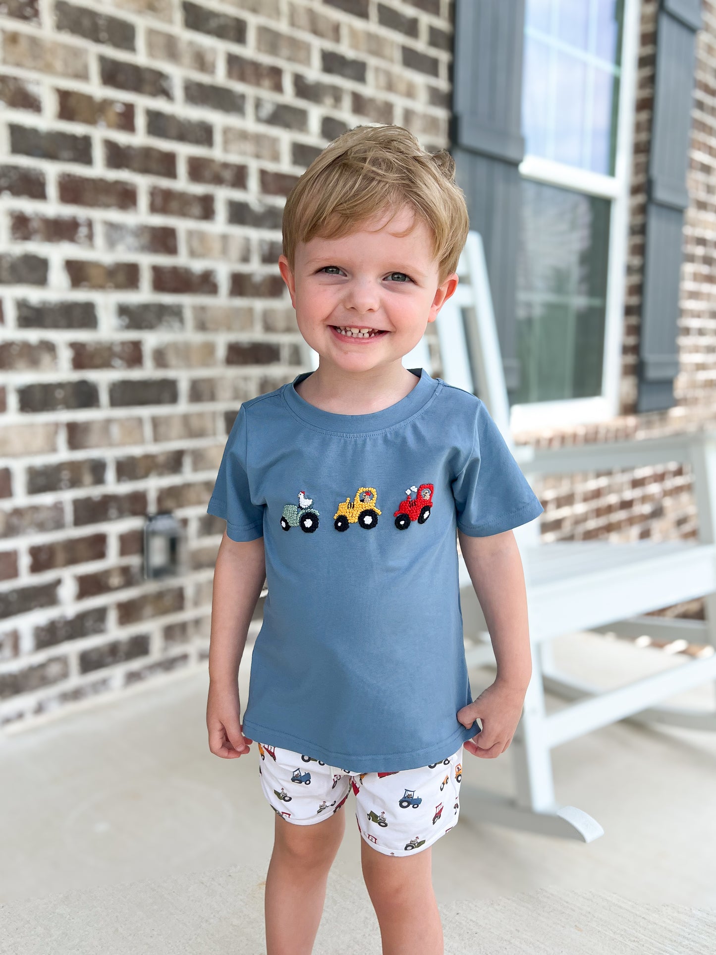 RTS - SUMMER PT 2 - Summer 2 Boys Only - Farm Animal Tractors Boy Shortie Set