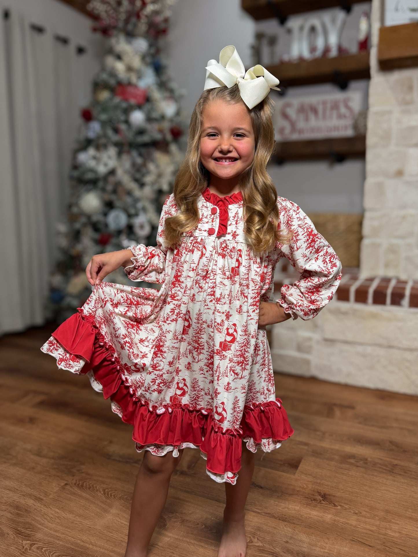 RTS - Vintage Christmas Toile Girl Gown