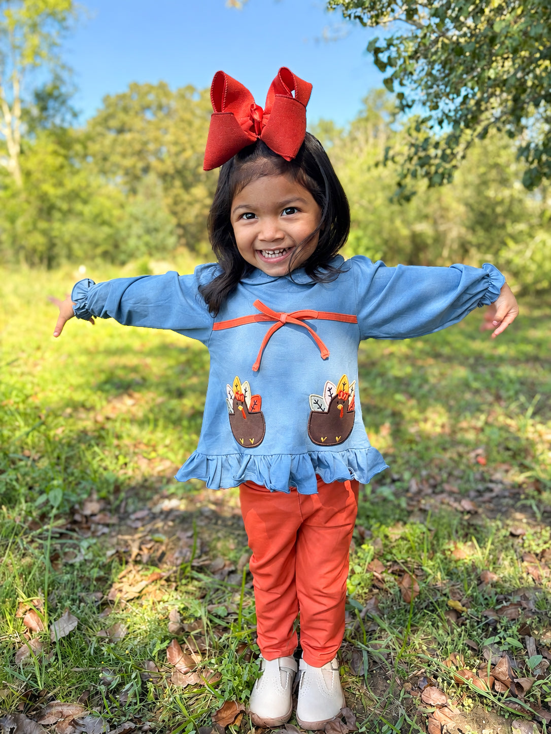 RTS - HALLOWEEN & TURKEYS - Turkey Pockets Girl Pant Set