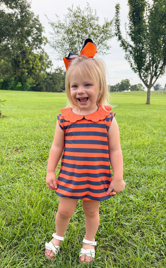RTS - COLLEGIATE - Campus Spirit Girl Bubble - Orange/Navy - NO MONO