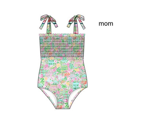 RTS - Preppy Gator Swim Mom 1 PC