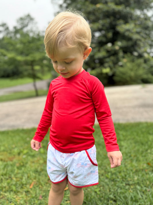RTS - Preppy Patriotic Boy Rashguard Top - NO MONOGRAM