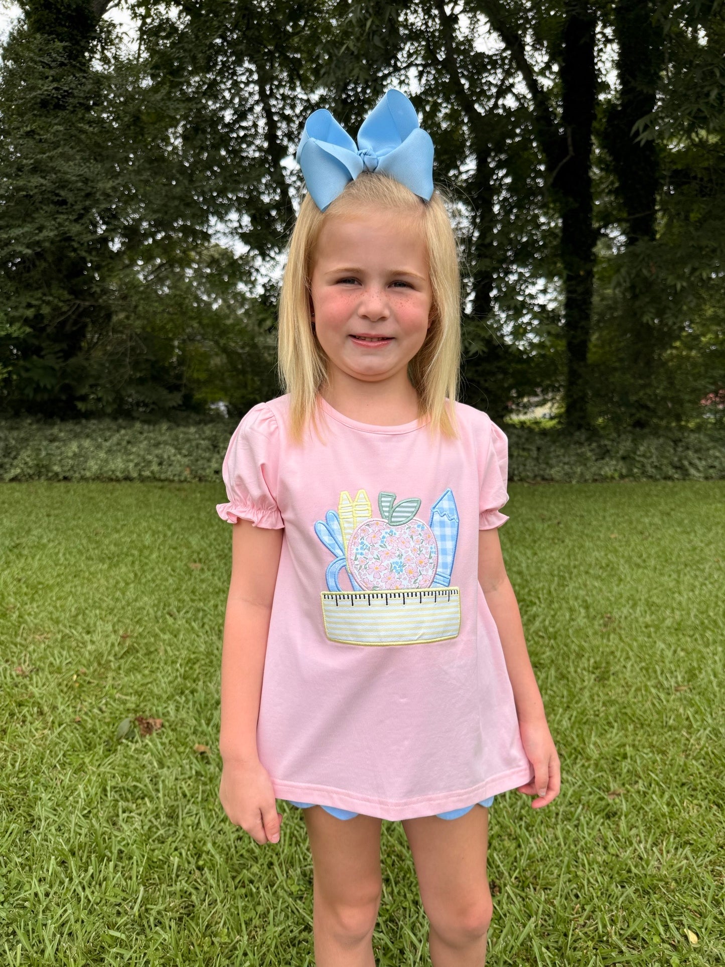 RTS - SUMMER PT 2 - Back to School Shirt Only - Applique Apple & Essentials Girl Shirt - NO MONOGRAM