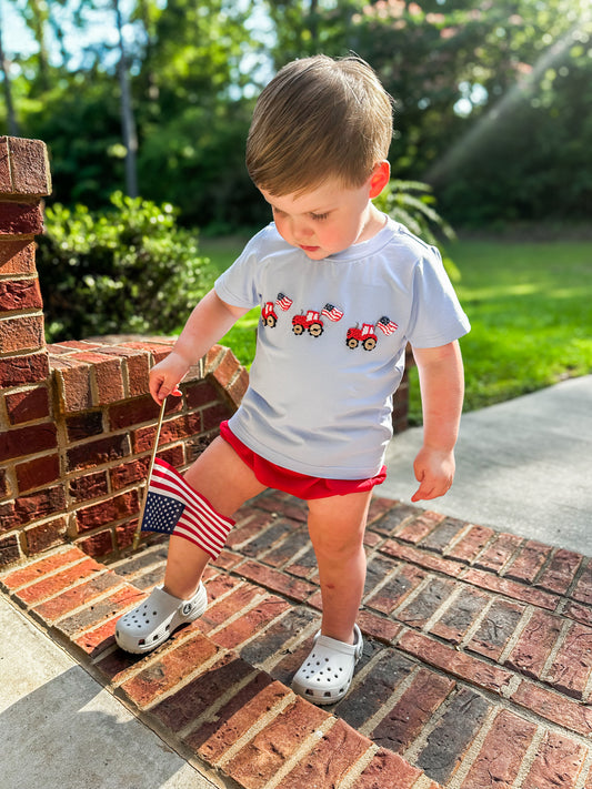 RTS - SUMMER 1 - Summer 1 Boys Only - Patriotic Tractors Boy Diaper Set