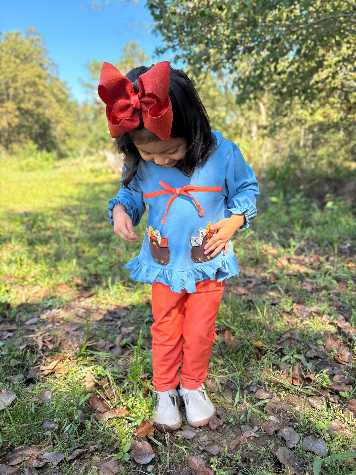 RTS - HALLOWEEN & TURKEYS - Turkey Pockets Girl Pant Set