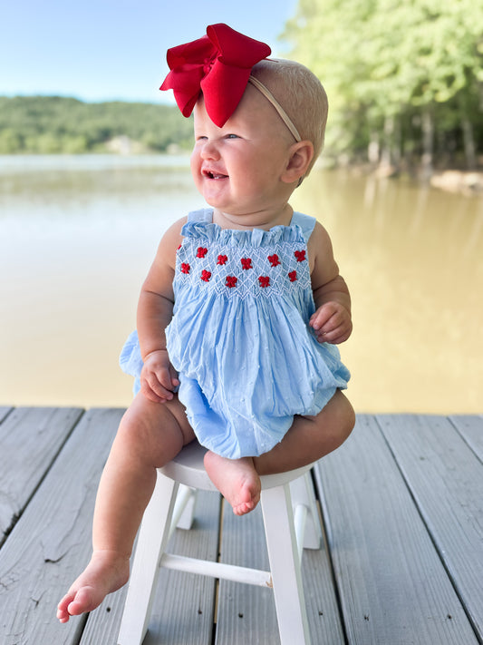RTS - Patriotic Girls Only - Swiss Dot Geo Bows Girl Bubble
