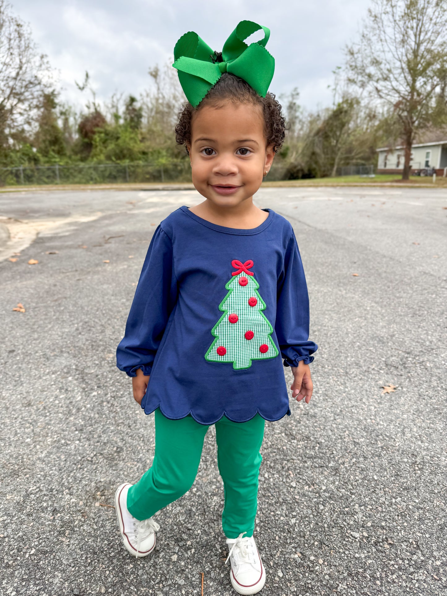 RTS - Christmas Shirt Only - Applique Christmas Tree Girl Shirt
